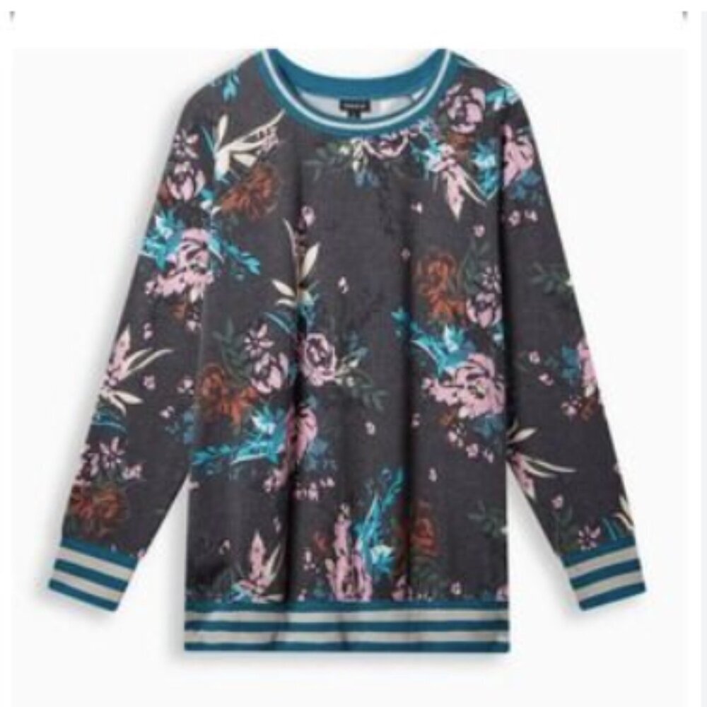 Torrid size 4 cozy oversized floral print crew neck sweatshirt LIKE NEW